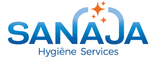 Logo van sanaja hygiene services op een witte achtergrond