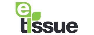 Een groen en zwart logo voor e-tissue