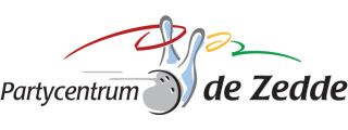 Een logo voor partycentrum de zedde met een bowlingbal