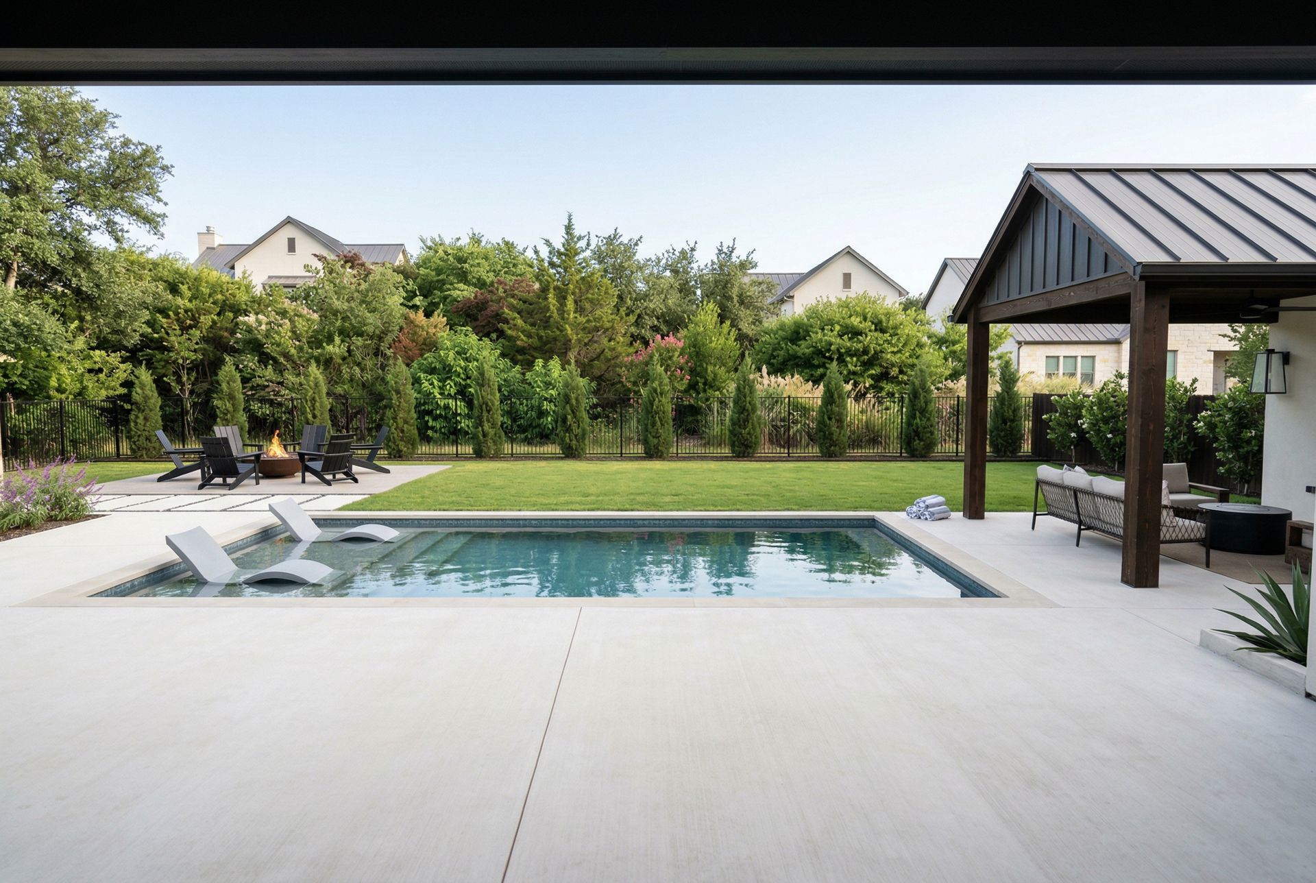 Custom pool by Clearform Pool Co., designed and built in Austin, TX.