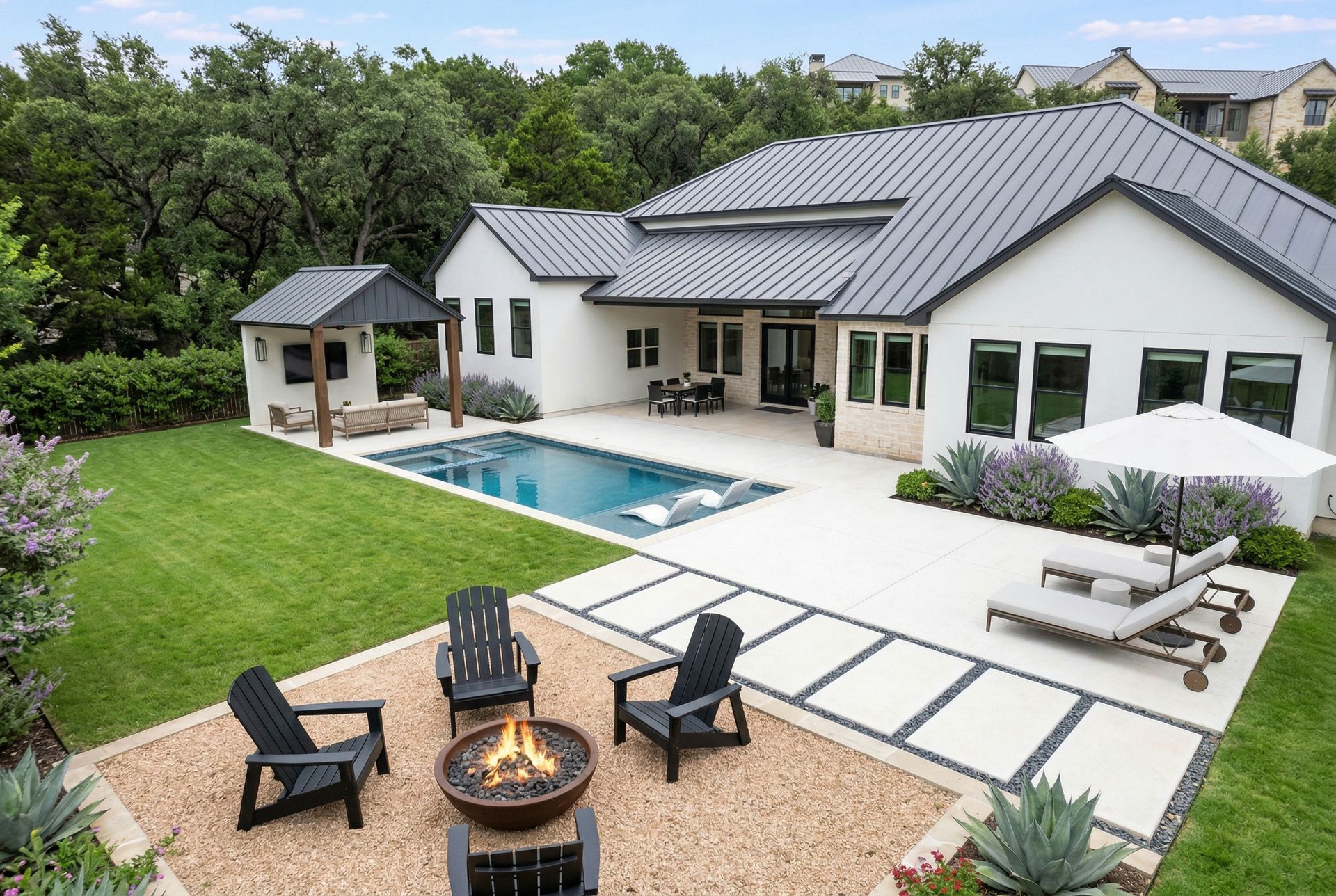 Custom pool by Clearform Pool Co., designed and built in Austin, TX.