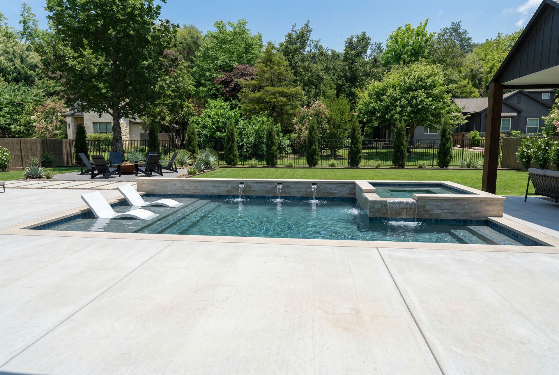 Water Feature Wall + Raised Spa