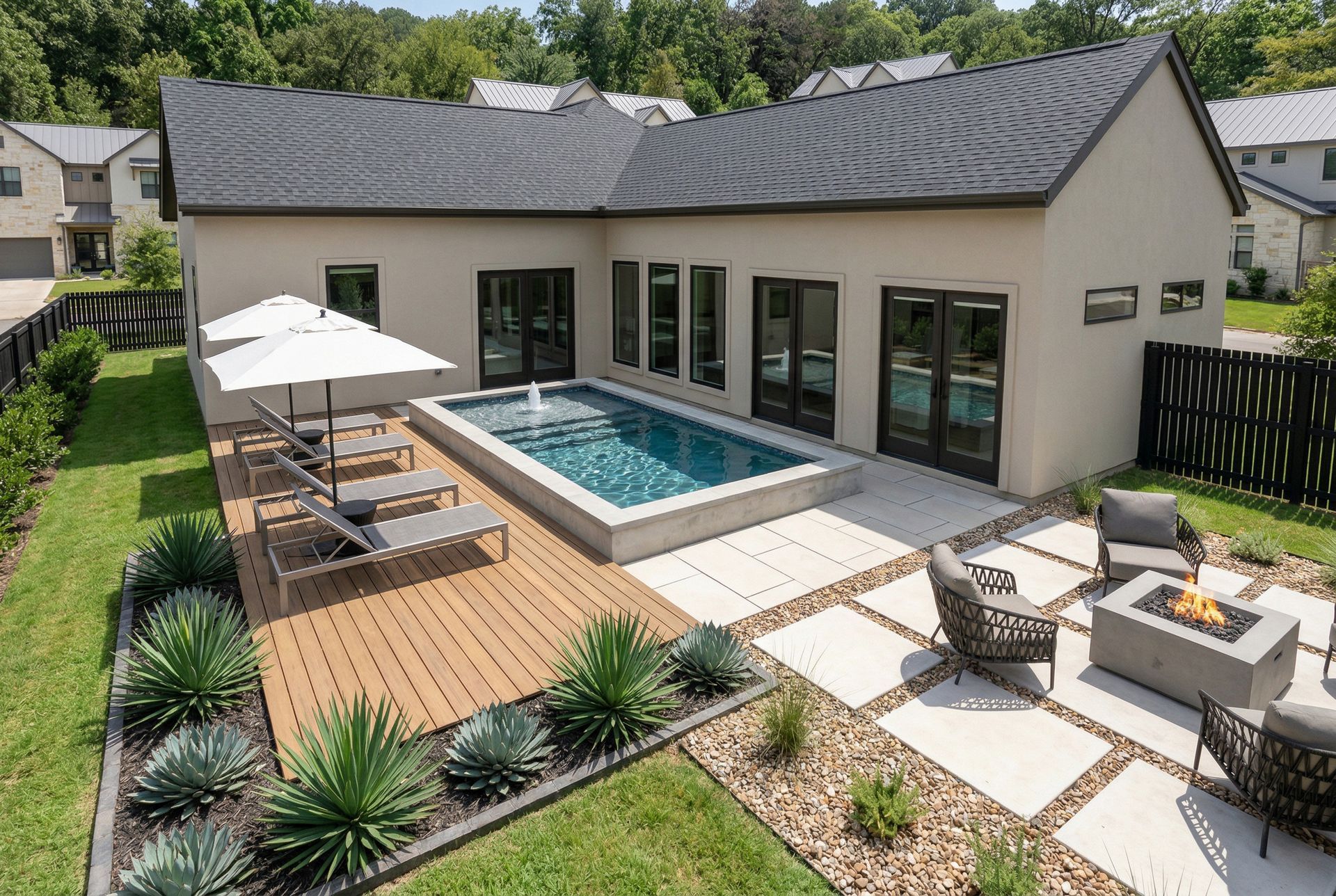 Custom pool by Clearform Pool Co., designed and built in Austin, TX.