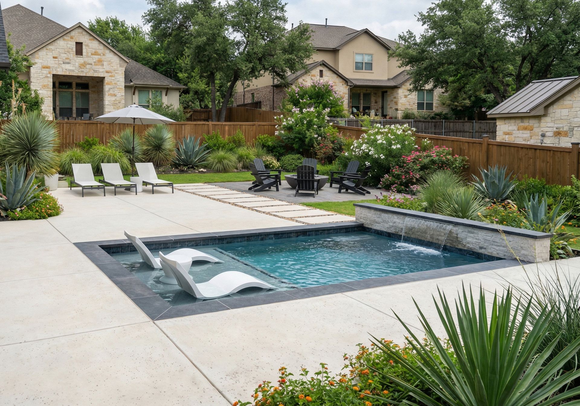 Custom pool by Clearform Pool Co., designed and built in Austin, TX.
