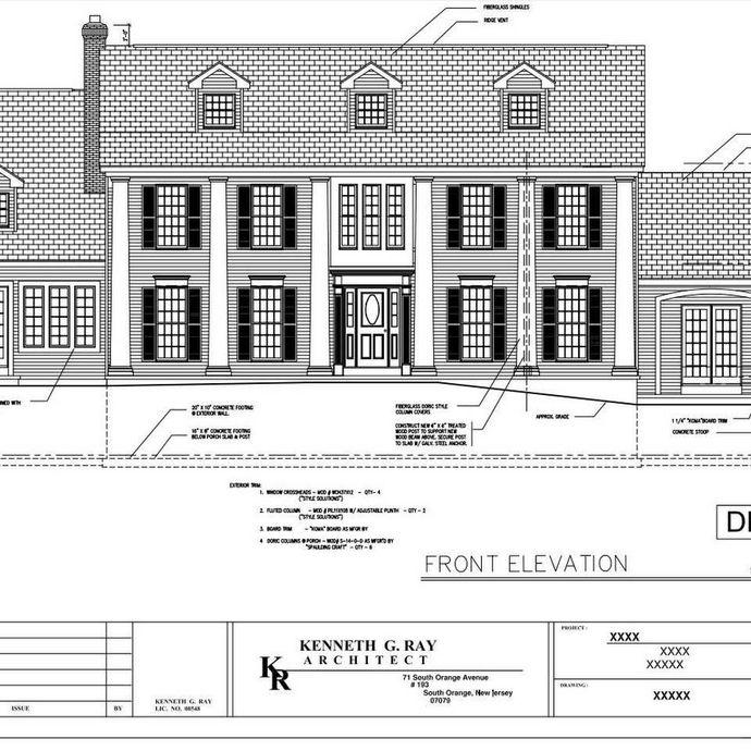 A black and white drawing of a house by kenneth g. ray architect