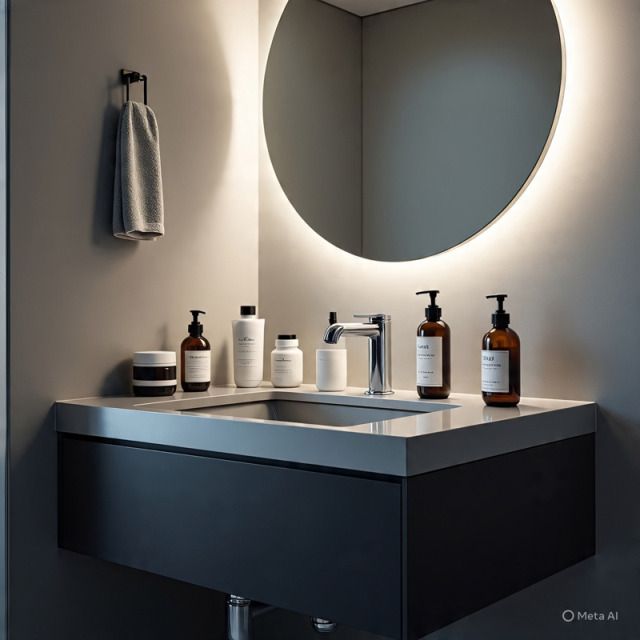 cosméticos para hombre en el baño