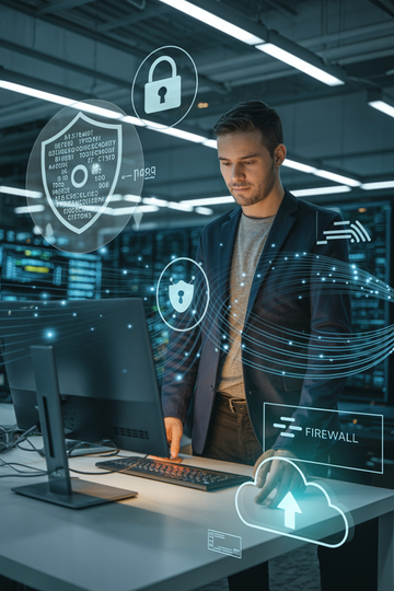 Female IT technician managing secure servers at Quinn Technology Solutions in Houston, TX.