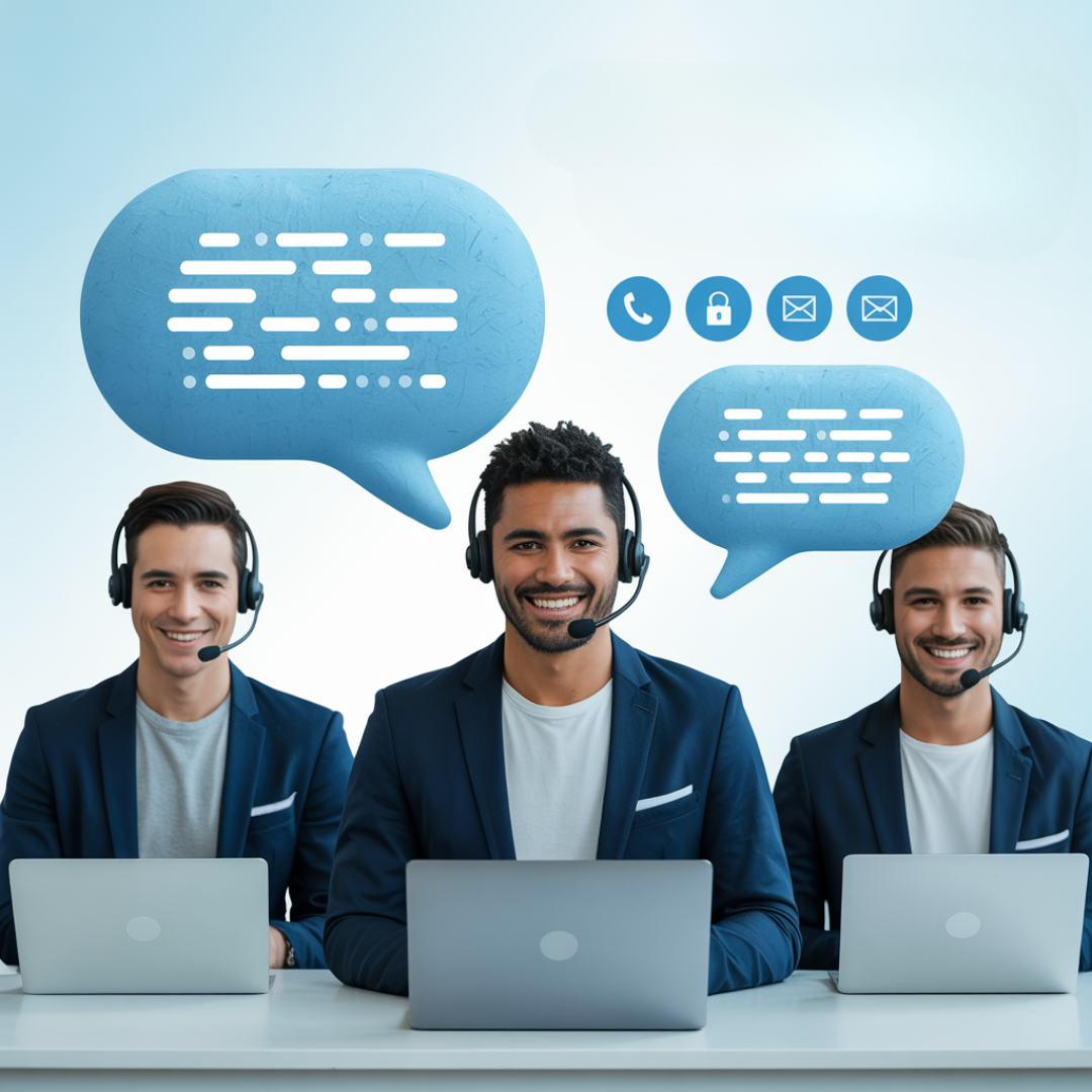 Secure network IT support in Houston graphic with laptop and connected icons for email, cloud, and mobile devices.