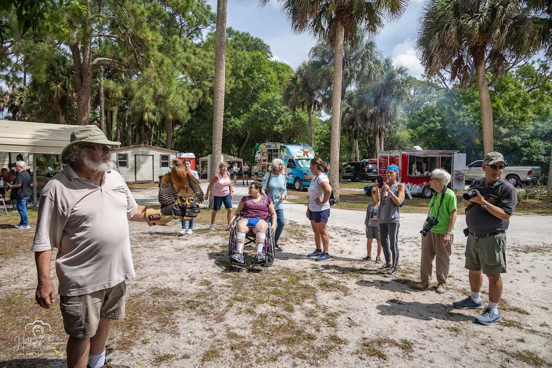 Volunteer educating visitors