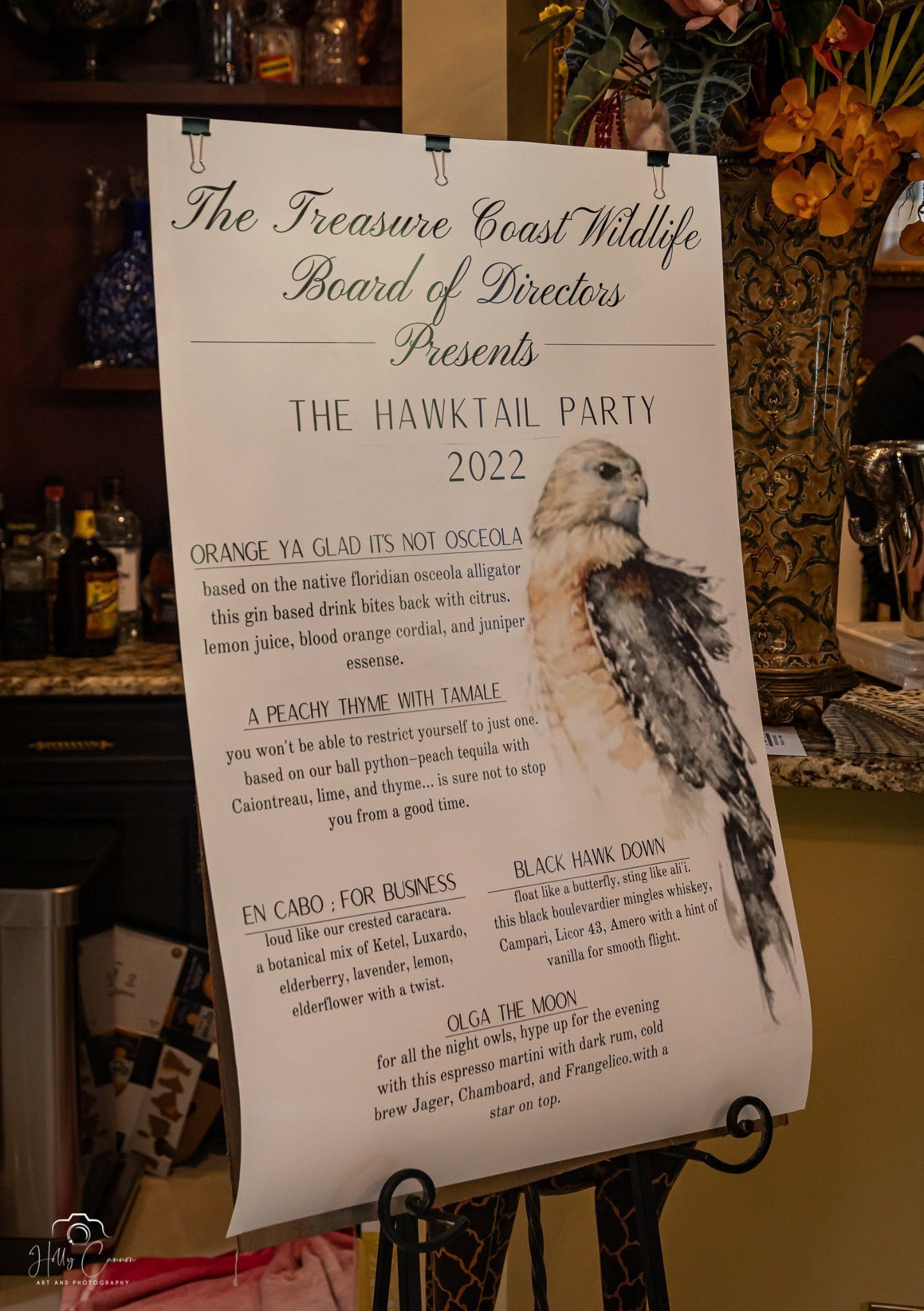 Hawktail party signage