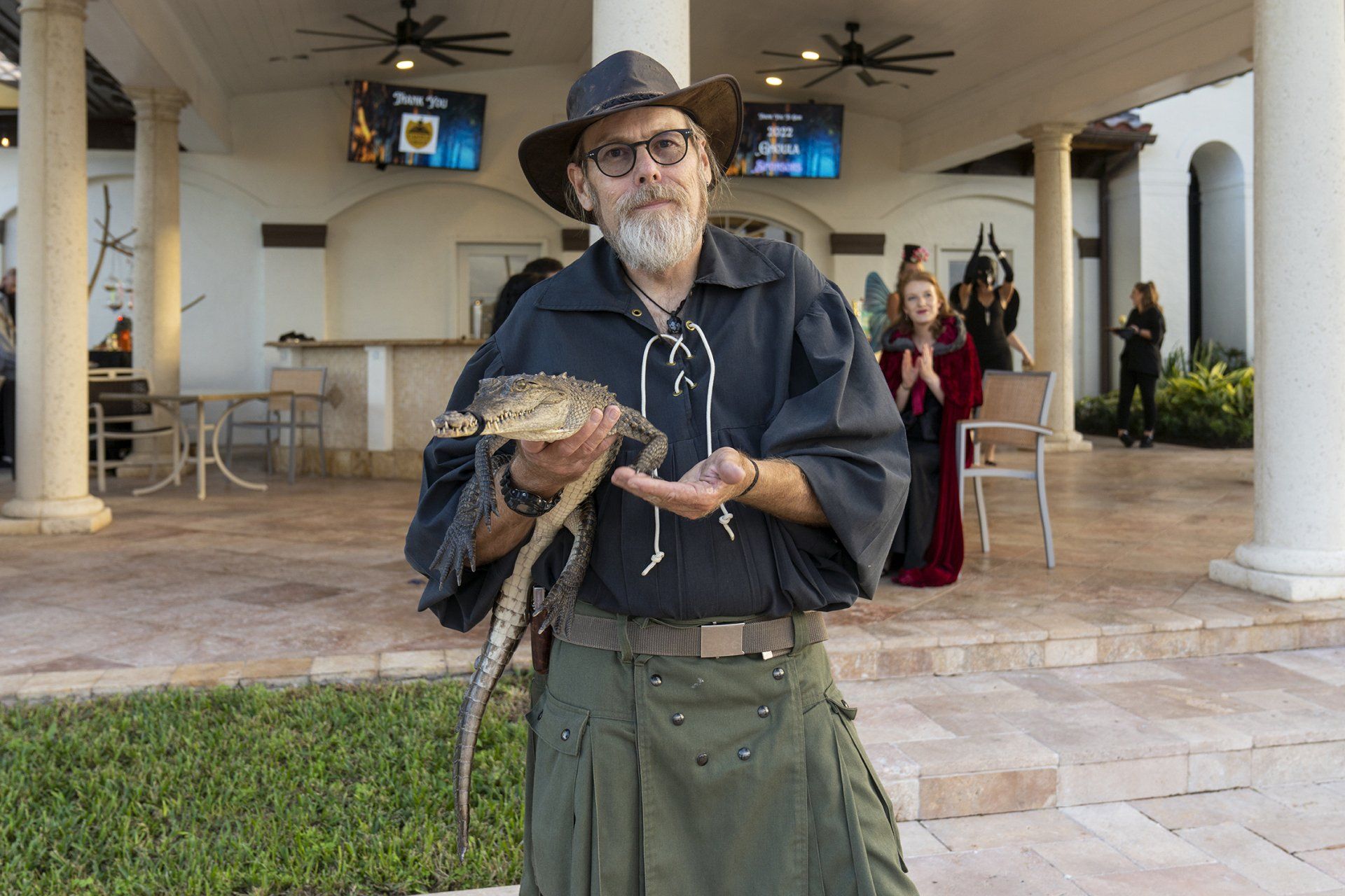 Education director with american crocodile