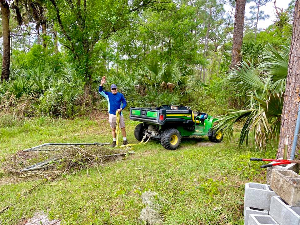 Volunteers helping with brush clean up
