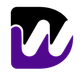 Black and purple logo: stylized "DW" intertwined, D-shape framing the W, rounded corners.