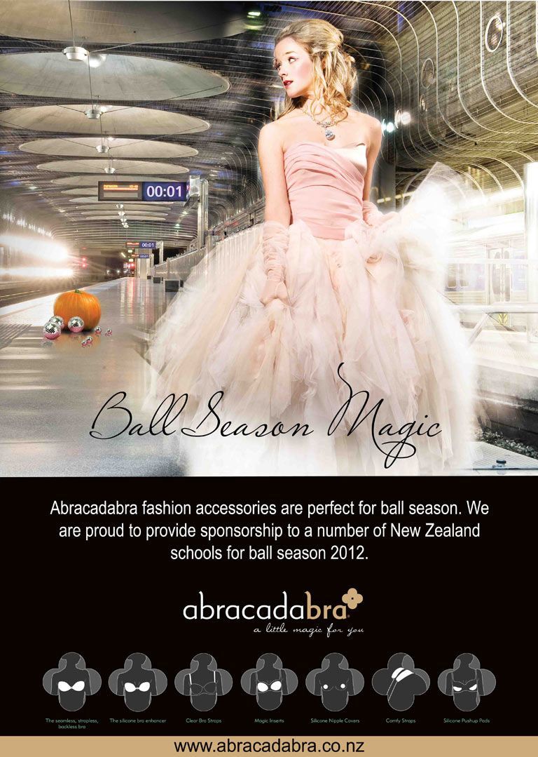 School balls media for Abracadabra's innovative adhesive bras NZ.