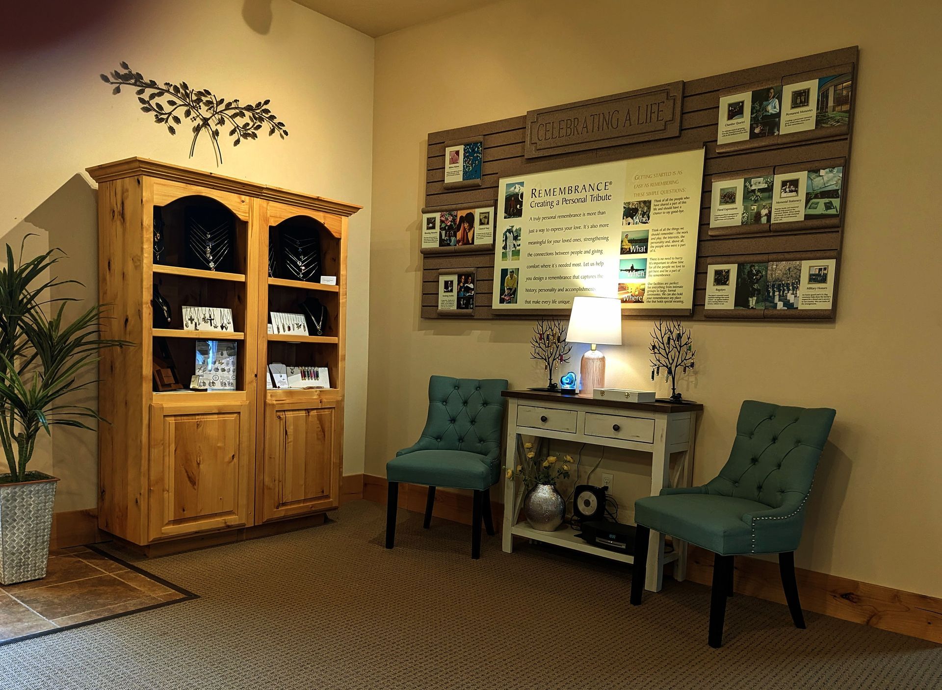 Waiting area in a Bell Tower Funeral Home facility