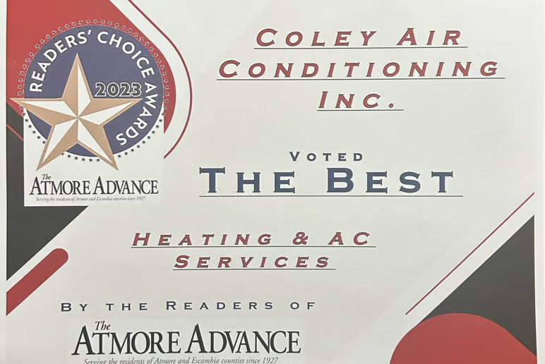 2023 The Atmore Advance Readers' Choice Awards voted The Best Heating & AC Service