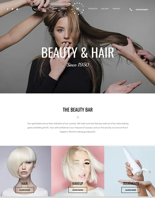 example website for a hair and beauty salon business
