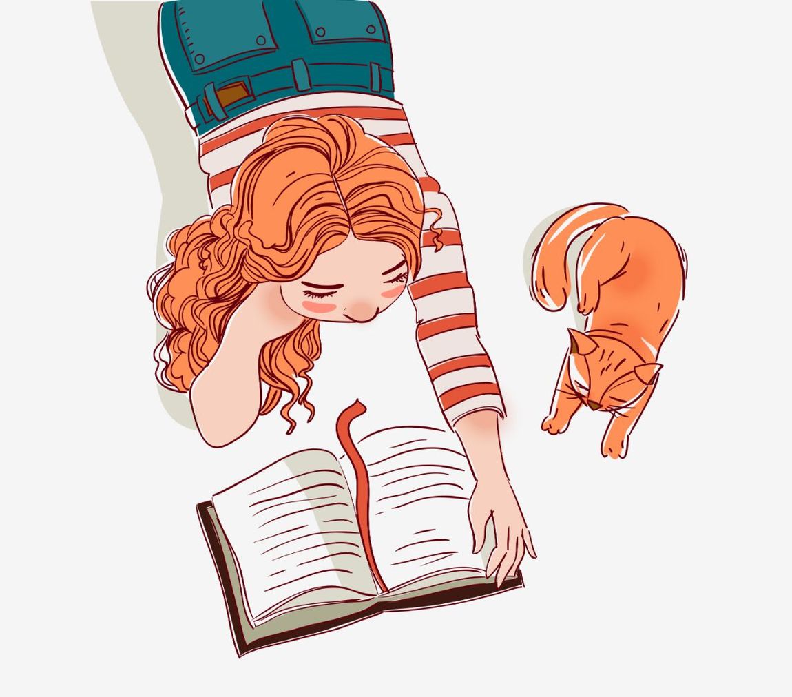 illustrazione di una ragazza che legge