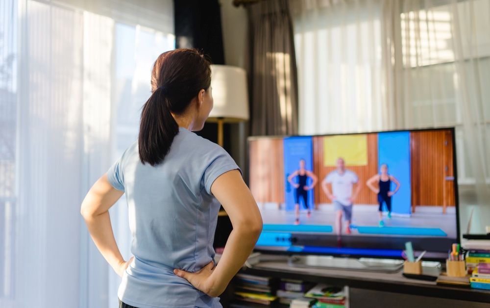 A Woman Is Standing in Front of A Television in A Living Room — A1 Antenna Doctor In Port Macquarie, NSW