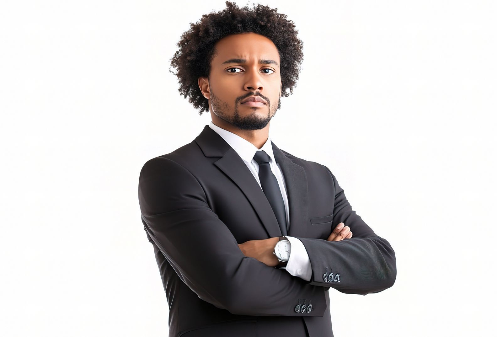 A man with a beard is wearing a white scarf around his head.