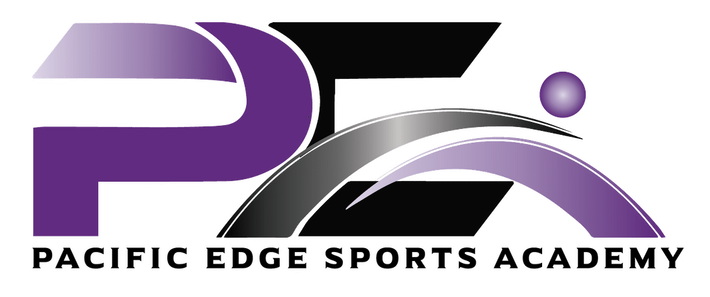 The logo for pacific edge sports academy is purple and black.