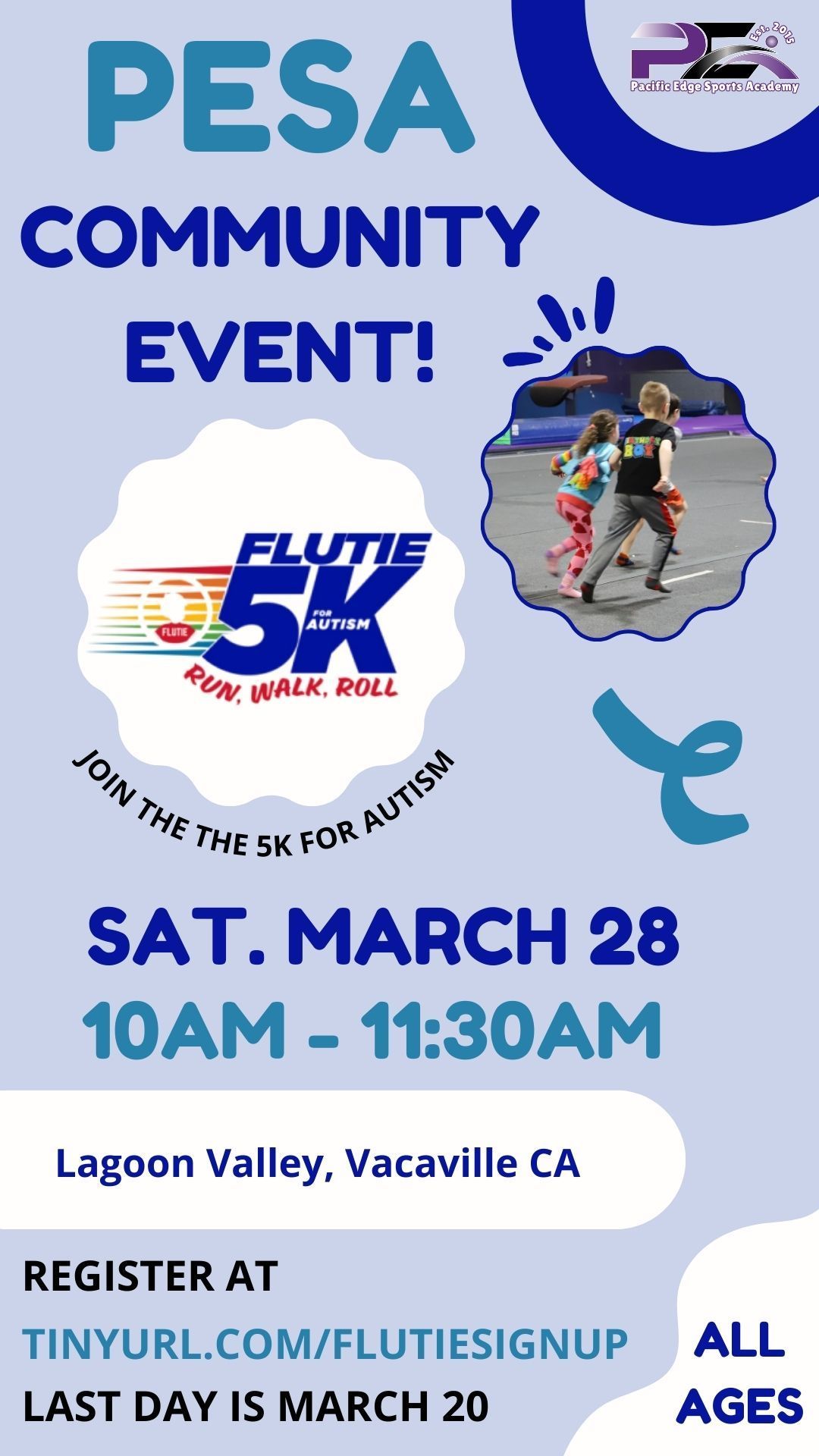 Community Outreach at Pacific Edge Sports Academy Flyer - Come Join the FUN!