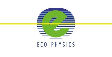 A logo for eco physics with a green circle