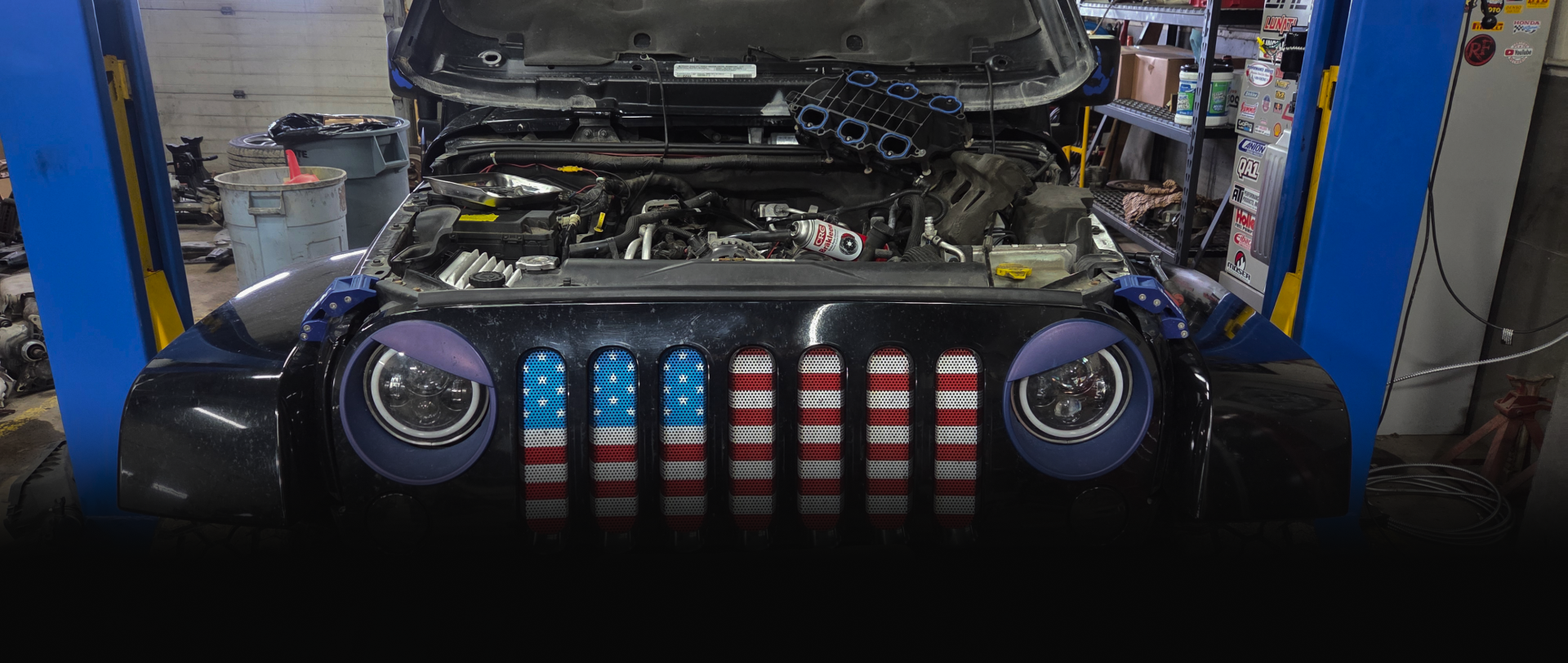 black Jeep with blue | Apex Transmission and Auto