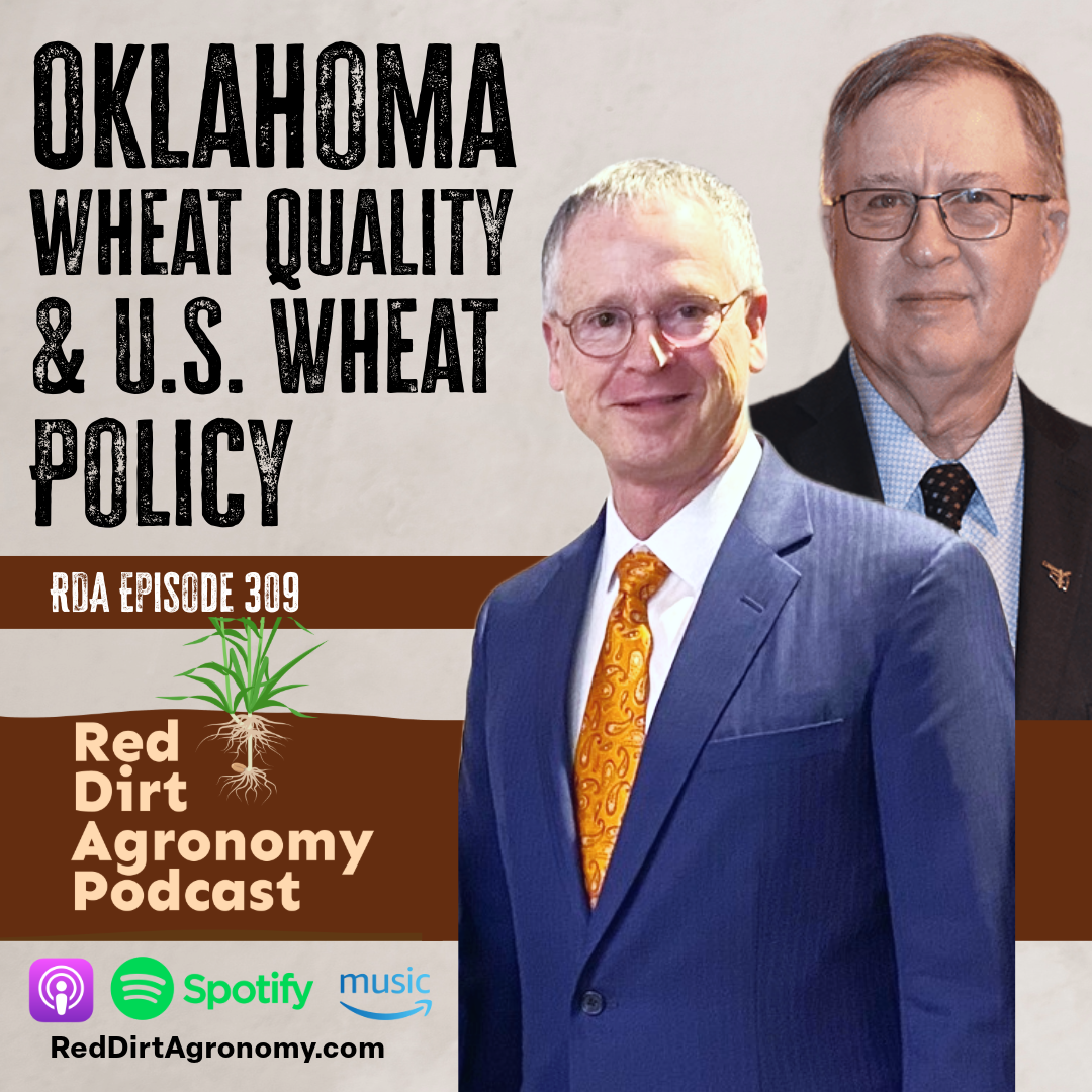 A poster for oklahoma wheat quality and u.s. wheat policy featuring Keeff Felty and R.J. Parrish.