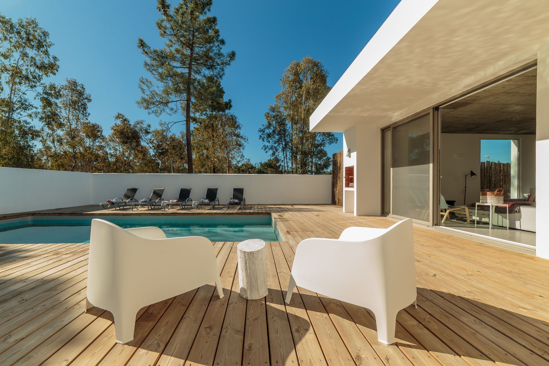 wooden pool deck