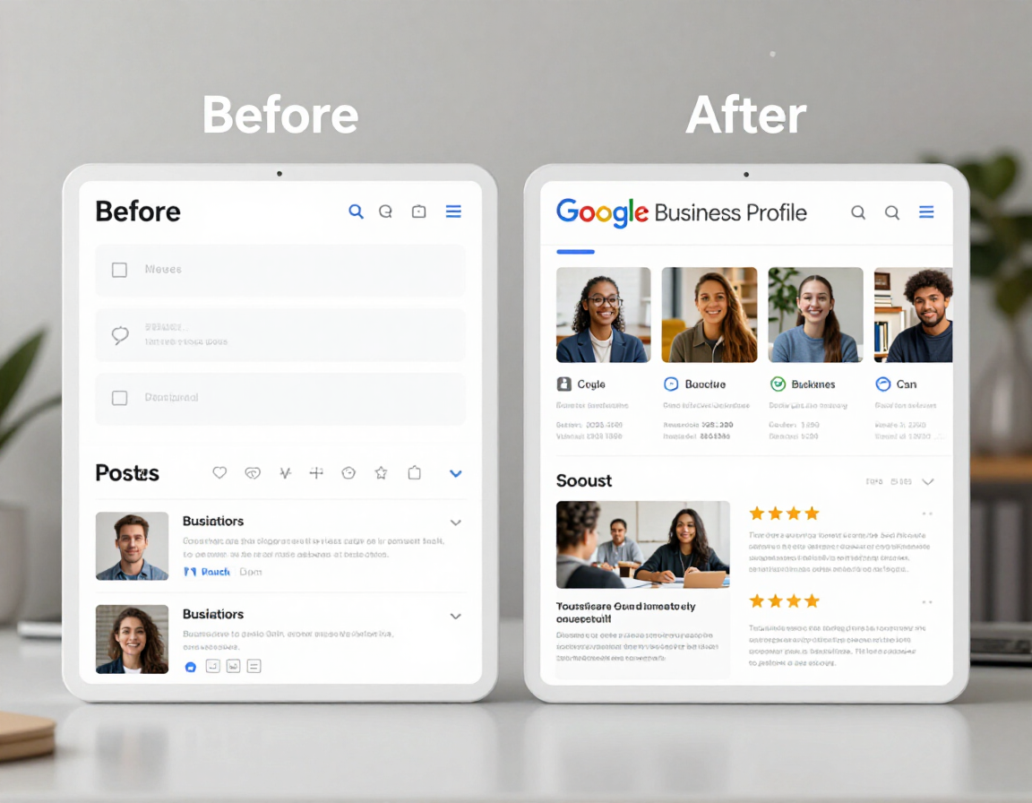 Comparatif avant-après d’un profil Google Business optimisé