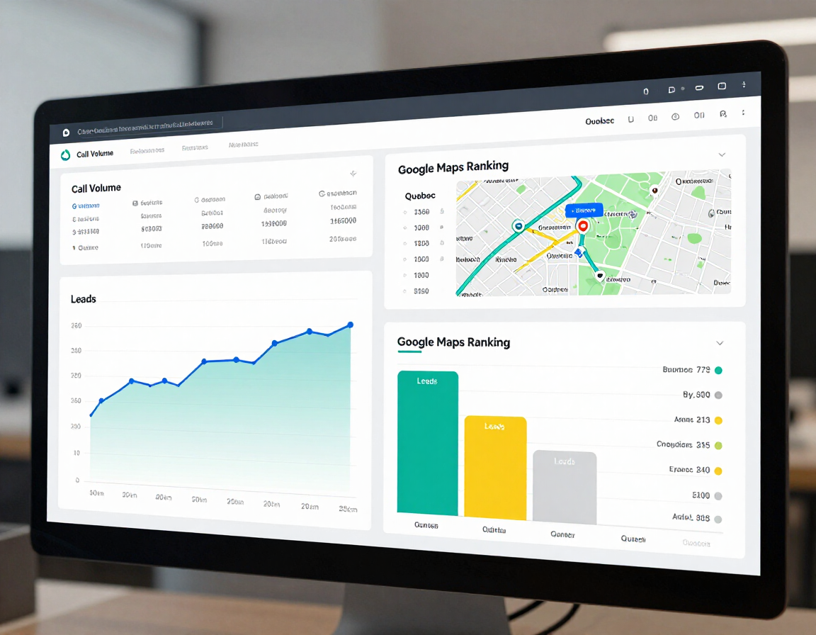 Tableau de performance local montrant appels et visibilité