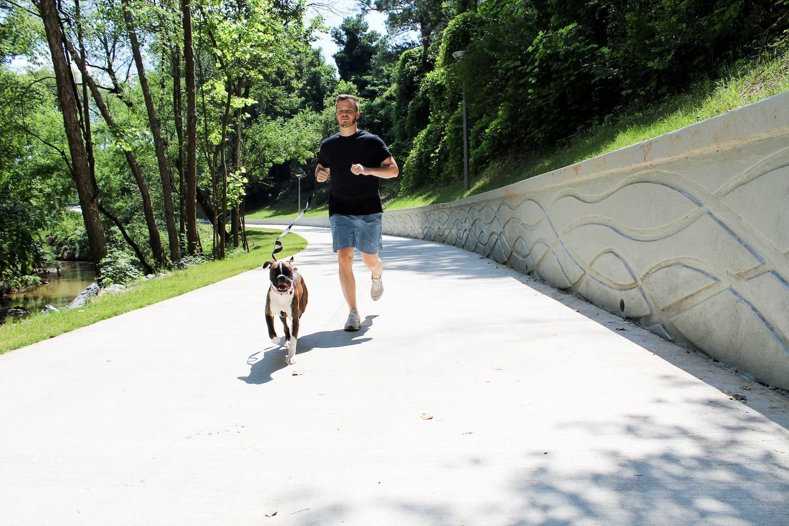 Man Running with Dog - Cumming, GA - Potts Towing