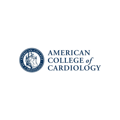 The logo for the american college of cardiology is blue and white.