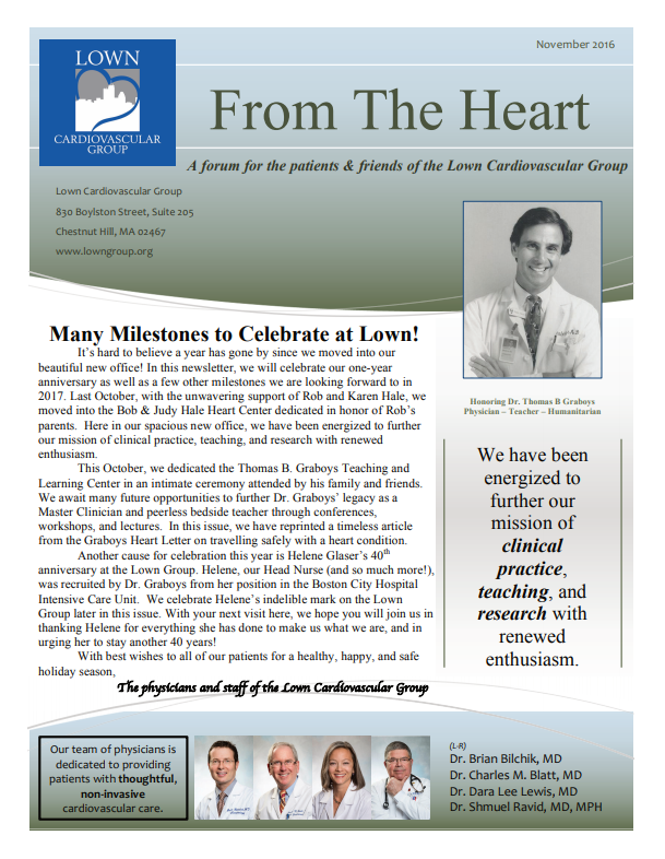 The front page of a magazine titled from the heart