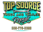 Logo for Top Source Truck and Trailer Repair with a wrench graphic and phone number.