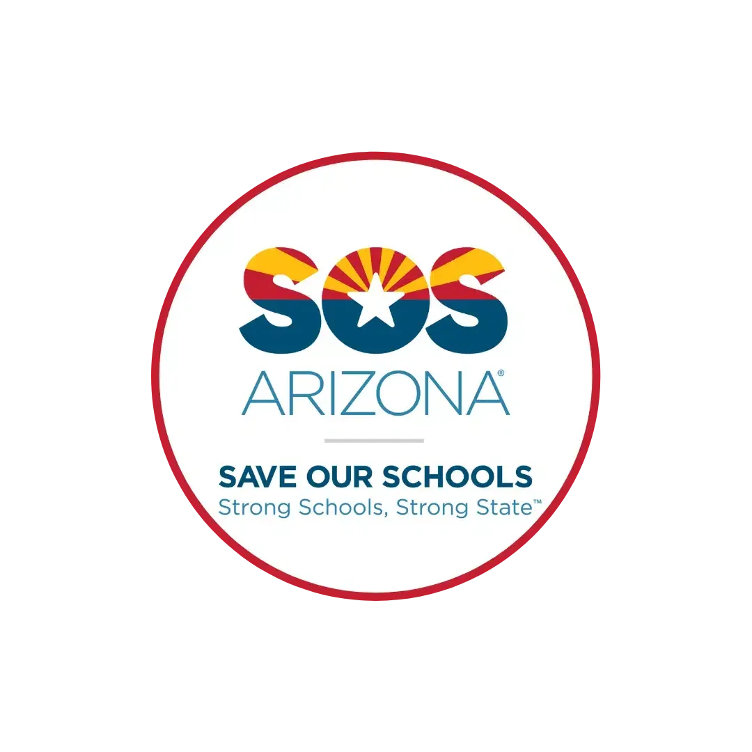The logo for sos arizona save our schools strong schools , strong state.