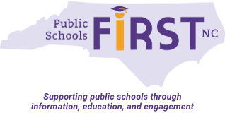 A logo for public schools first nc supporting public schools through information education and engagement