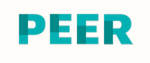 The word peer is written in blue letters on a white background.