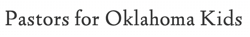 A logo for pastors for oklahoma kids on a white background