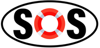 A sos logo with a life preserver in the middle.