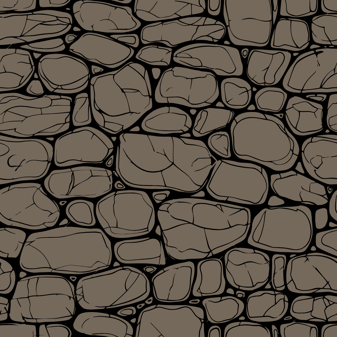 A black and white drawing of a stone wall