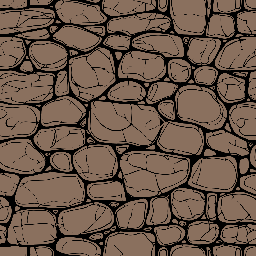 A black and white drawing of a stone wall