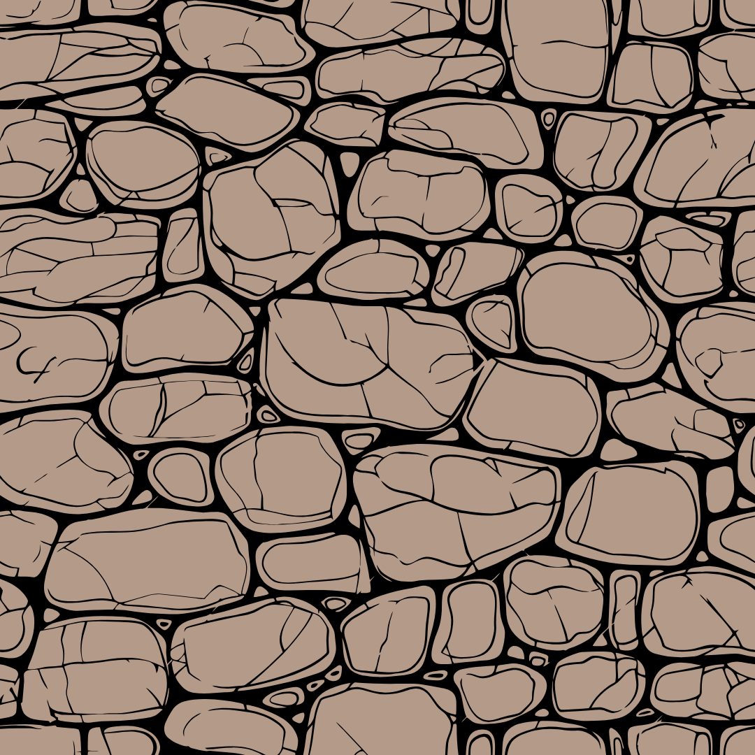 A black and white drawing of a stone wall