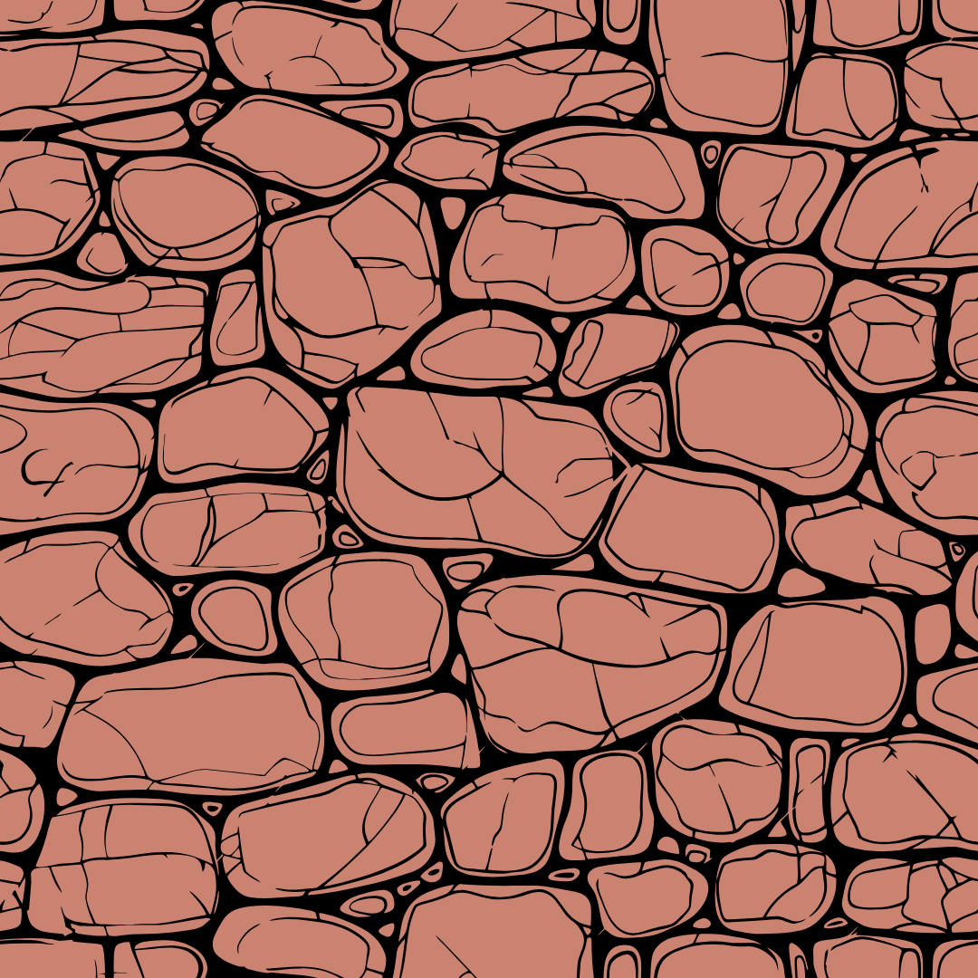 A black and white drawing of a stone wall