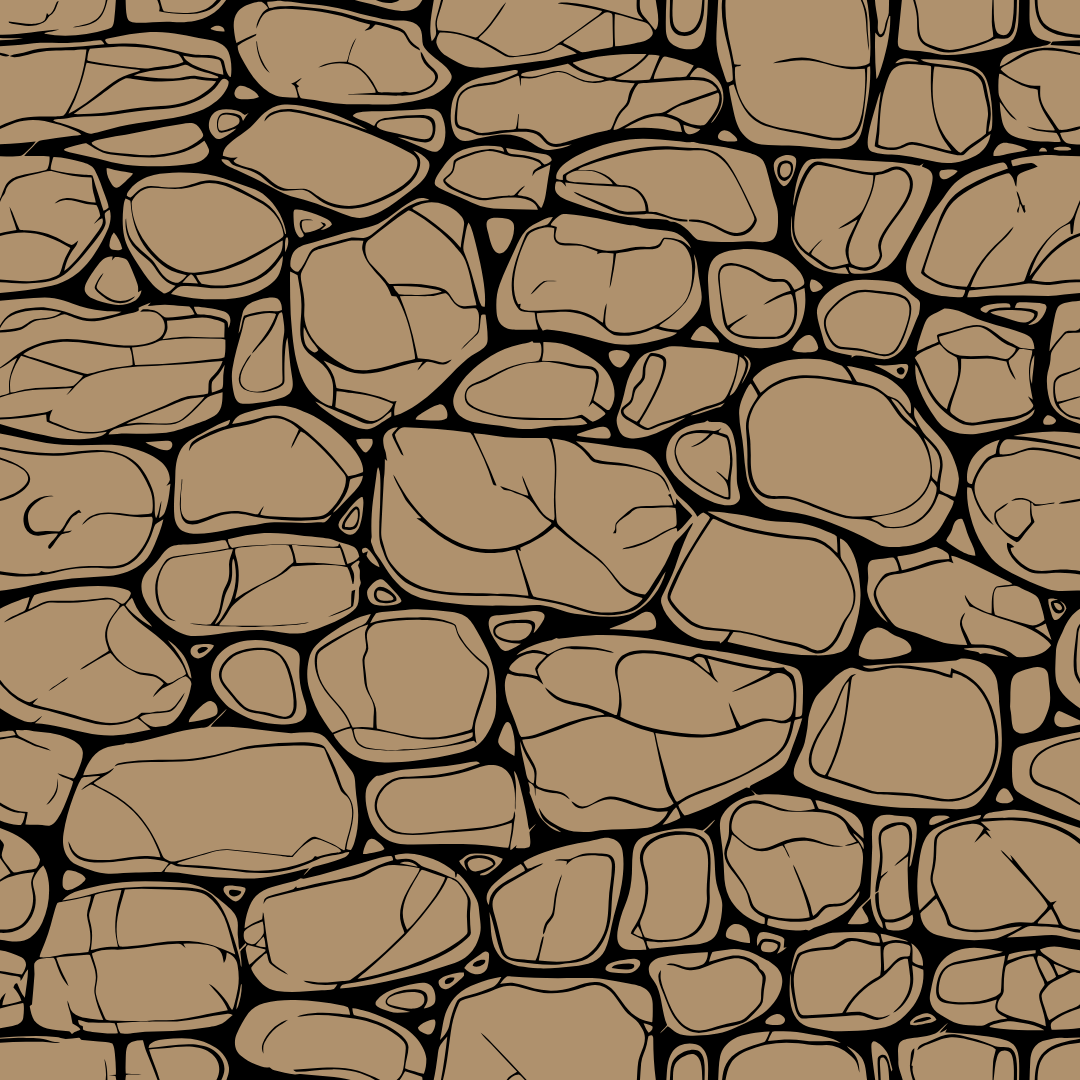 A black and white drawing of a stone wall