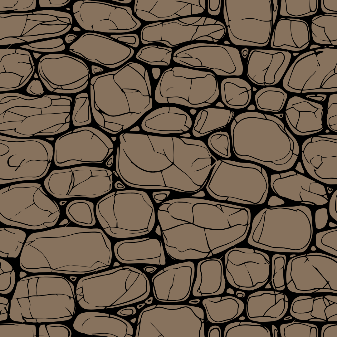 A black and white drawing of a stone wall