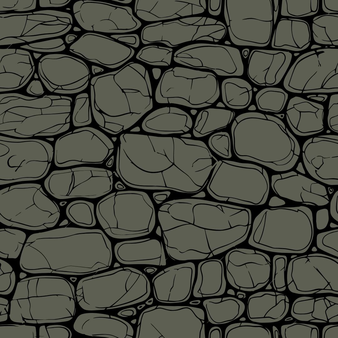 A black and white drawing of a stone wall