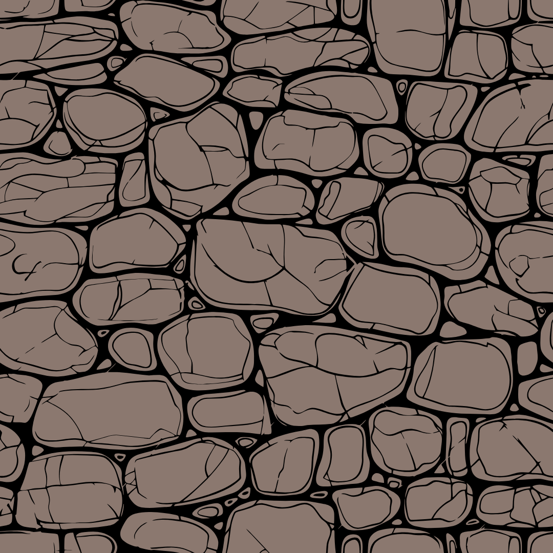A black and white drawing of a stone wall