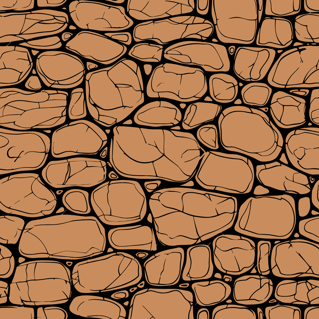 A black and white drawing of a stone wall